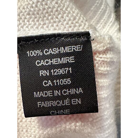 360 Cashmere Women's Long Sleve Turtle Neck Cashmere Sweater Cream White SZ M - Picture 12 of 12